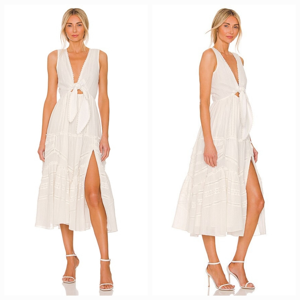 Hemant and Nandita Juhi Midi Dress in White XS NWT